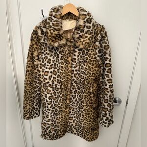 Leopard Print Faux Fur Coat | M